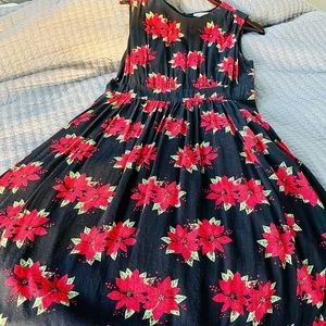 ModCloth x Emily & Finn vintage-inspired fit & flair holiday dress! Poinsettias!